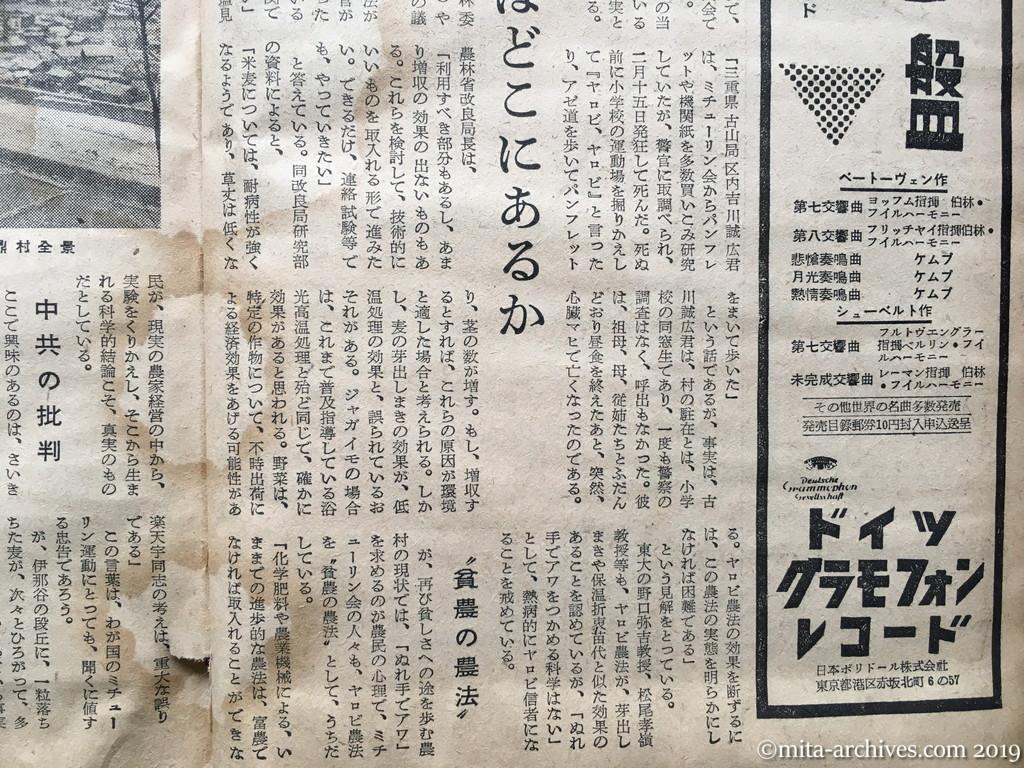 週刊朝日　p10　昭和29年（1954）4月4日　ヤロビ農法を検討する　問題はどこにあるか　貧農の農法