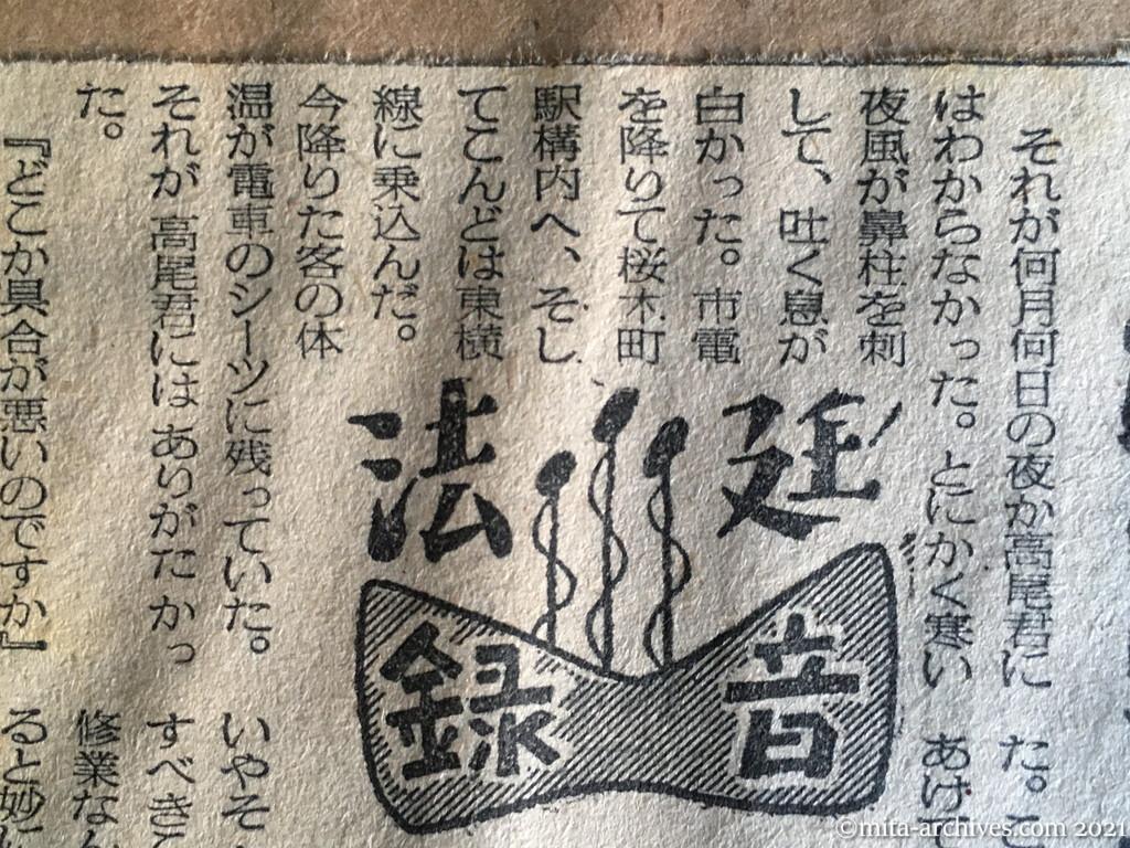 昭和29年（1954）5月31日　日東新聞　受難の党員学生⑥　脱走の機会到来　党に足りない米の味（法廷録音165）