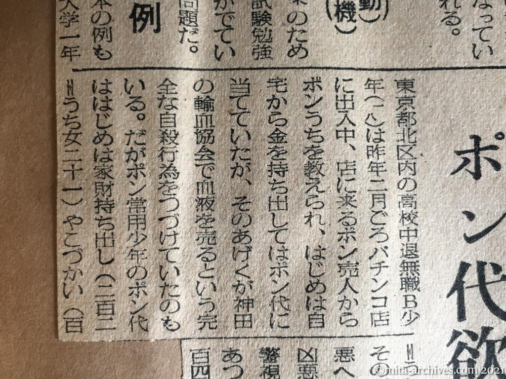 昭和29年12月12日　日東新聞　大半が中流家庭の子女　ヒロポン少年白書　〝魔力〟摘発に全力　十七、八才が最も危い　誘いと好奇心　ポン代欲しさから悪へ