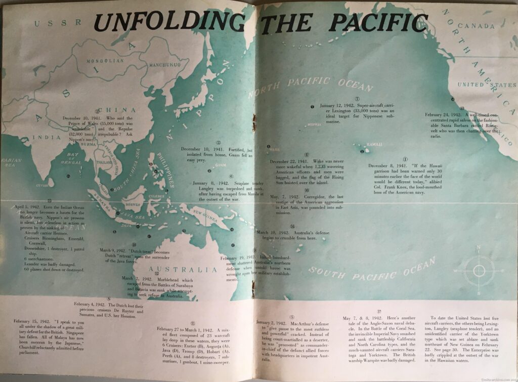 戦中の地図　UNFOLDING THE PACIFIC　ニッポン-フィリッピンNO.1　KIGEN2602　昭和17年6月17日発行