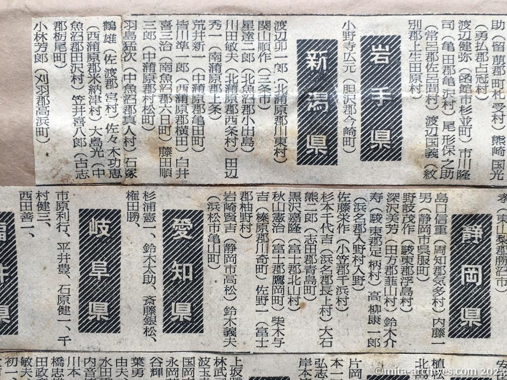 昭和29年10月31日　毎日新聞夕刊　中共抑留戦犯の氏名