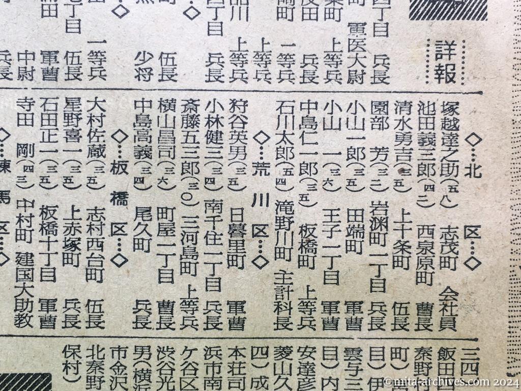 昭和29年11月1日　毎日新聞　中共抑留戦犯の氏名　東京都